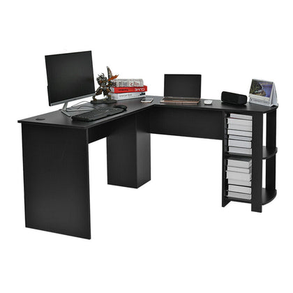 Panana L-Shaped Corner Computer Desk Study Table Office Workstation Bookshelf