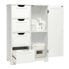 White Bathroom Cabinet Unit 4 Drawer & 1 Door Cupboard Storage Bath Furniture