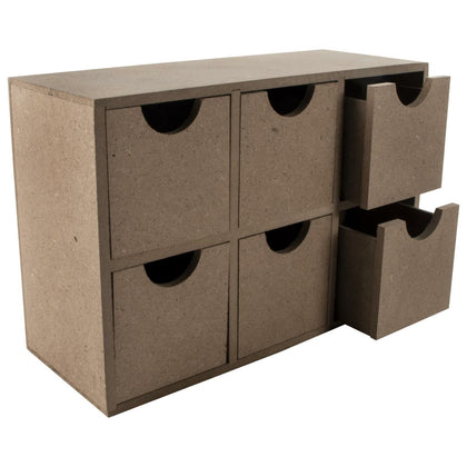 Desktop 6 Drawer Storage Accessories Organiser MDF Wood Box Home Office Unit