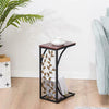 Small Sofa Side Table C Shaped Coffee End Table Living Room/Bedroom/Leaf Pattern