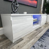 130CM Width White Modern TV Stand High Gloss Door Matt Cabinet Unit LED Light