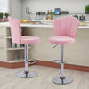 2 Pcs Bar Stools Velvet Breakfast Bar Chairs Swivel Gas Lift Kitchen Dining Room