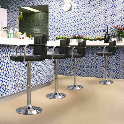 2X Faux Leather PU Bar Stools Breakfast Bar Chair Kitchen Stool Swivel Barstool