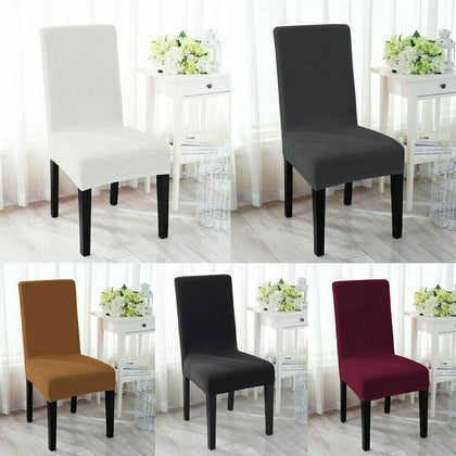 4/6/8PCS Dining Chair Seat Covers Slip Stretch Wedding Banquet Party Removable