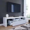 Modern TV Stand 2 Drawers Storage High Gloss Cabinet Sideboard RGB LED Light