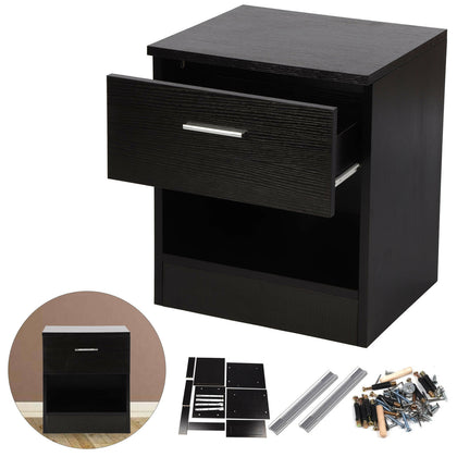 1 Drawer Wooden Bedside Table Cabinet Bedroom Furniture Storage Nightstand