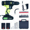 21V Cordless Drill Set Driver Screwdriver w/2 Lithium Ion Batteries/Fast Charge