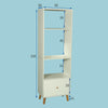 4 Tier 150cm Bookshelf Tall Unit Display Bookcase Book Shelf Storage White Door