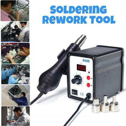 220V 858D Soldering Repair Desoldering Iron Station Hot Air Rework SMD Tool