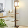 4 Tier Shelf Floor Lamp w/ Shade Standing Light Open Shelves Storage Living Room