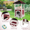 2-Tier Wooden Cat House Outdoor Cat Shelter Weatherproof Pet Hutch Asphalt Roof