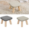 Small Linen Footstool Foot Rest With Wooden Legs Pouffe Kids Seat Round/Square