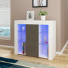 Modern Cabinet Cupboard sideboard TV Unit Brown & White with FREE RGB LED Lights
