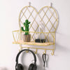 Metal Wire Shelf With Hooks Wall Mounted Hallway Storage Rack Clothes Hanger