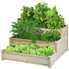 Heavy Duty Wooden Elevated Garden Bed Raised Planter Divided Boxes Kit Trapezoid