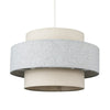 Modern Drum Ceiling Shades Fabric Two Tier Design Lights Easy Fit LED Lighting