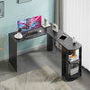 CLIPOP Black L Shaped Computer Desk Corner PC Table Workstation Office Shelf
