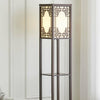4 Tier Shelf Floor Lamp w/ Shade Standing Light Open Shelves Storage Living Room