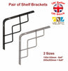 2 x Decorative Shelf Supports Metal Zigzag Bracket Black or Silver 2 Sizes