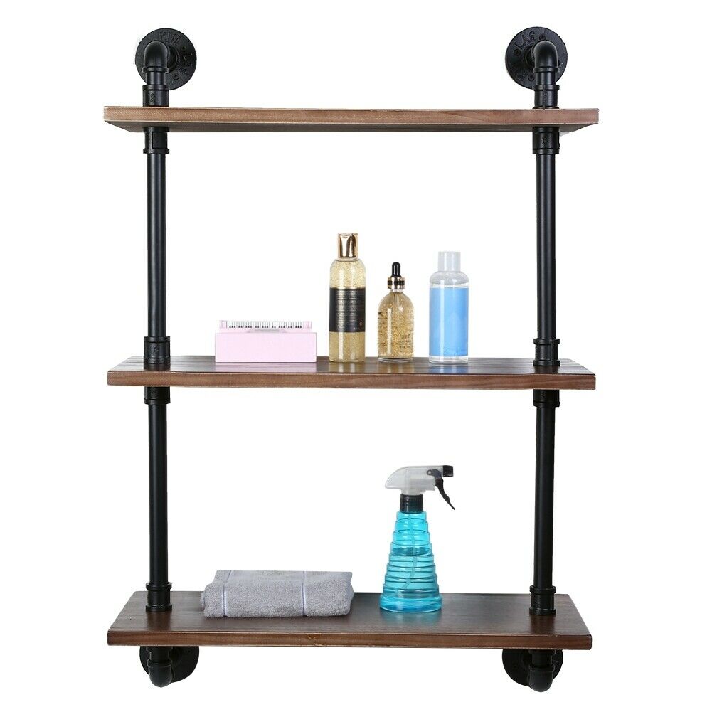 3 Tier Industrial Bookshelf Wall Shelf Display Storage Plant Shelving Holder NEW