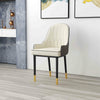 Set of Two Luxury White Dining Chairs with Black Gold legs and Faux Leather Seat