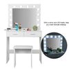 Modern Dressing Table Stool Vanity Set Makeup Desk w/ LED Light Mirror & Drawers
