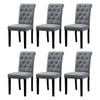 Set of 2 Grey Dining Chairs Fabric Tufted Padded Seat Wood Legs Dining Room Home