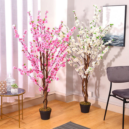 5ft Cherry Peach Blossom Tree Artificial Flower Potted Plant Wedding Garden Deco