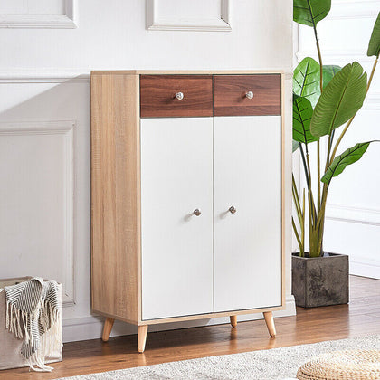 Modern 2 Door 2 Drawer Storage Cabinet Shoe Rack Unit Sideboard Cupboard Hallway