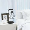 Retro Black Geometric Wire Industrial LED Light Bulb Bed Side Battery Table Lamp