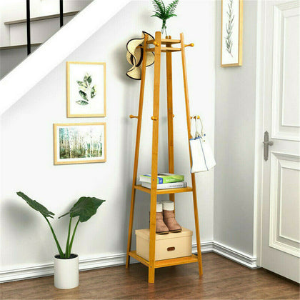 UNHO Novelty Home Decor Garment Coat Hat Hanger 3Tier Shelves Clothes Rail Shelf