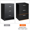 Modern Bedside Table Storage Nightstand Cabinet w/ 3 Drawers Bedroom Furniture