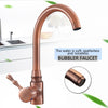 Vintage Brushed Red Copper 360° Swivel Kitchen Sink Tap Basin Faucet Deck