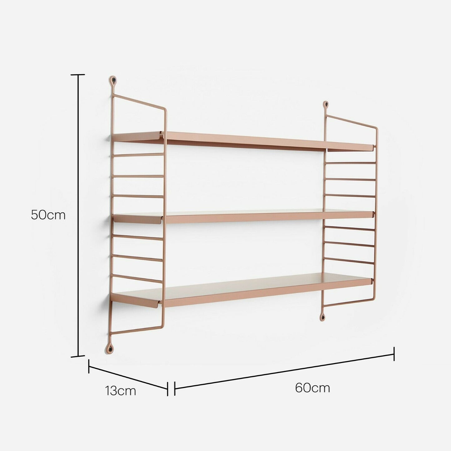 BTFY Shelving Wall Mounted Pink Metal 3 Adjustable Shelves Modular Display Unit