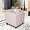 Footstool Ottoman with Lift Up Storage Box Pouffe Folding Linen Padded Footrest