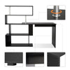 Mondeer L Shaped Computer Desk Corner Desk 360 Degree Rotatable Shelve Black