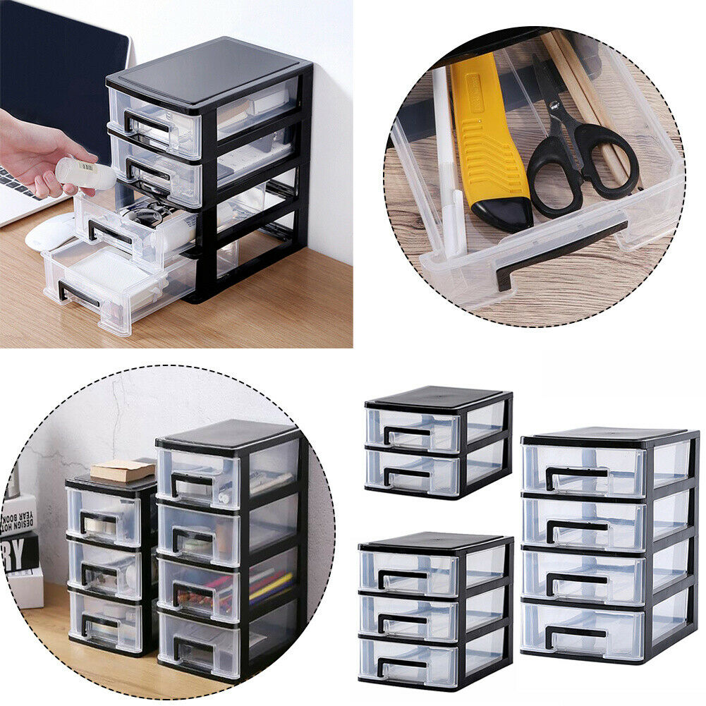 Cosmetic Make Up 2-3 Drawer Desk Table Tidy Storage Box Plastic Organiser Holder
