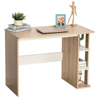 HOMCOM Duo Work Desk & 3-Tier Side Shelves Wide Table Sturdy Frame 2-In-1 Office