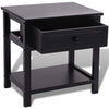 Black Bedside Table Bedroom Furniture Drawer Shelf Cabinet Night Stand Wood