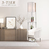 Floor Lamp with Shade Standing Light Reading Shelf Bedroom Livingroom White Wood
