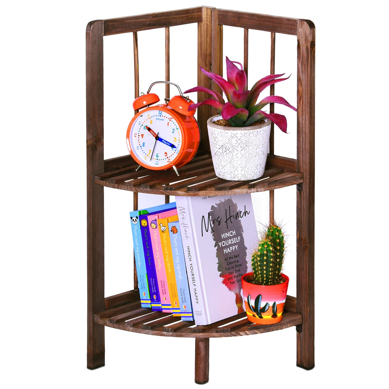 Corner Shelf/Shelving Rack Unit Display Stand Decoration Plants Natural Wood