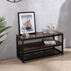 Industrial Table TV Stand Cabinet w/ Storage & 2 Shelves Metal Frame Living Room