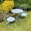 Grey Bistro Set Outdoor Patio Garden Furniture Table and 2 Chairs Metal Frame
