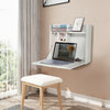 Wall-Mounted Folding Table Laptop Computer Desk with Shelves Cabinet Home Study