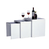 Nest of Table Set of 3 Black Glass Top White Wood Frame Living Room Coffee Table