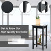 2 PCS Versatile 2-Tier Tall Side Table End Table Narrow Beside Storage Table