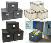 3 x FOLDABLE FABRIC STORAGE BOXES WITH LIDS COLLAPSIBLE STORAGE CUBES ORGANIZER