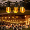 49FT Outdoor Garden LED Festoon Fairy String Lights 15 Bulbs USB & Solar Powered