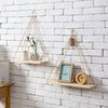 1/2X Wooden Hanging Rope Shelf Wall Mounted Floating Shelf Storage Rustic