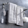60cm Towel Rail Rack Holder Wall Mounted Bathroom Double Rod Kitchen Shelf Hooks